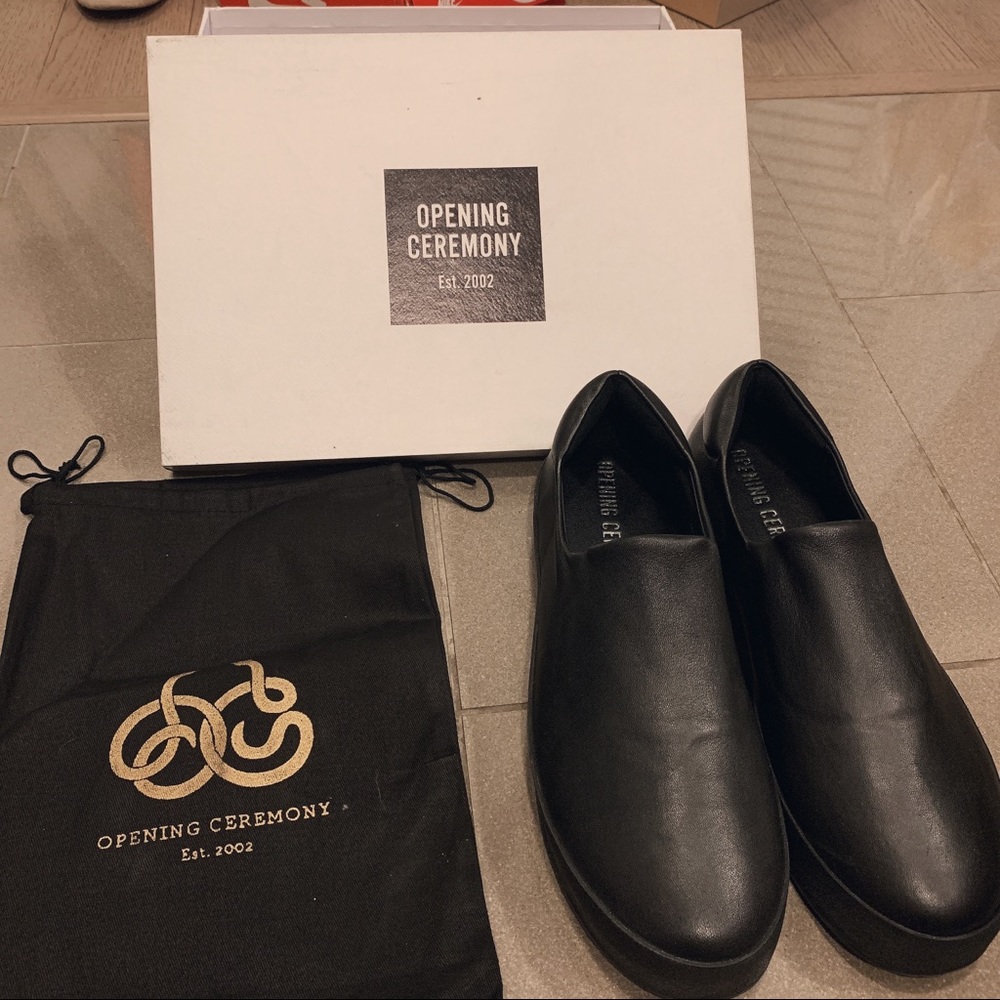 Opening Ceremony Black Leather Slip on